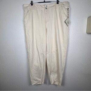 Ava & Viv Women's Ecru Twill Cotton Blend Pants No-Gap Waistband Pockets
Size 18